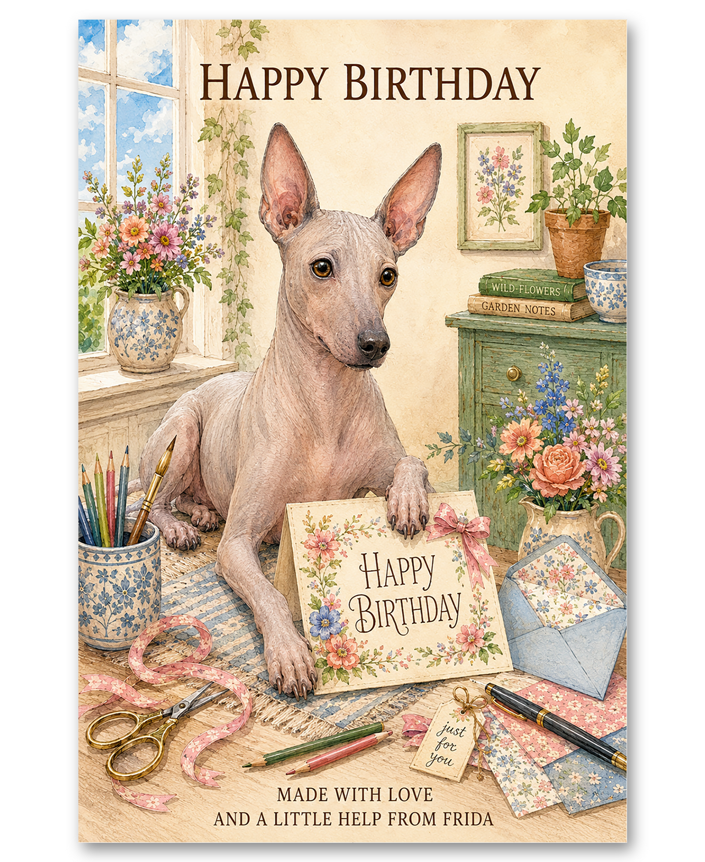 Xoloitzcuintlis - Mexican Hairless - Making a Birthday Card