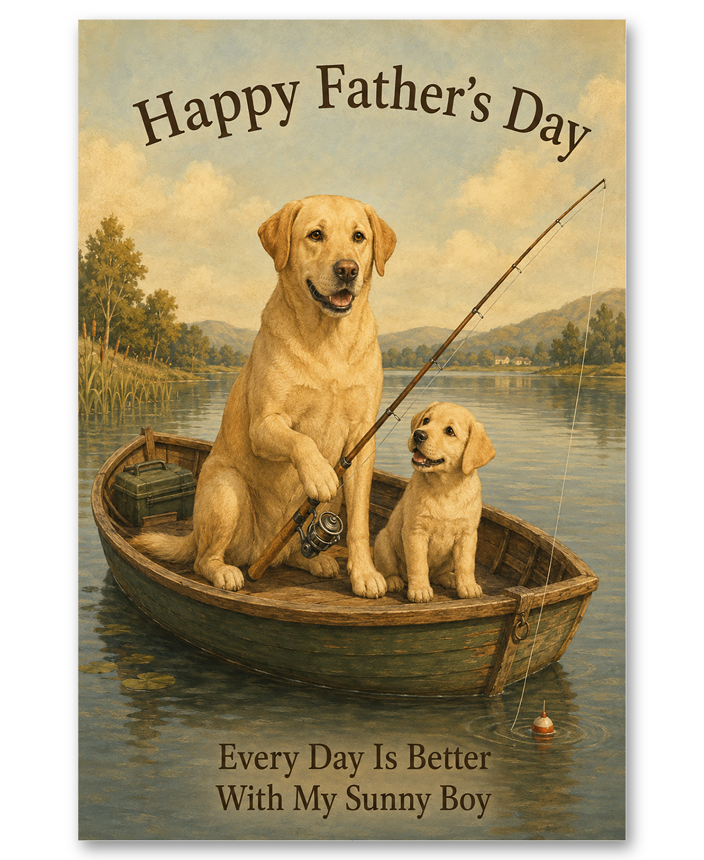 Yellow Labs Boat Fishing on Father's Day