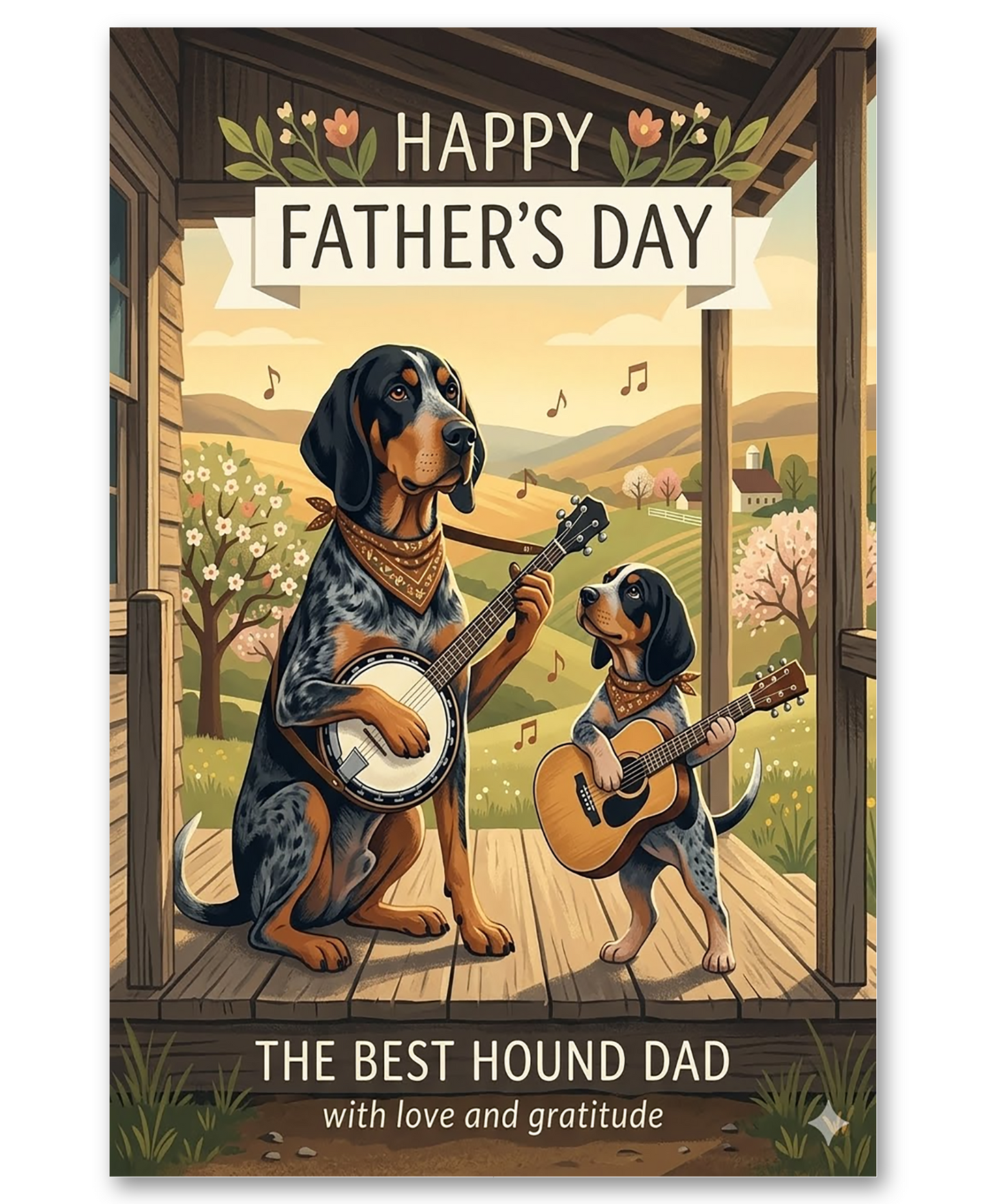 Bluetick Coonhound Music Partners - Father's Day Card