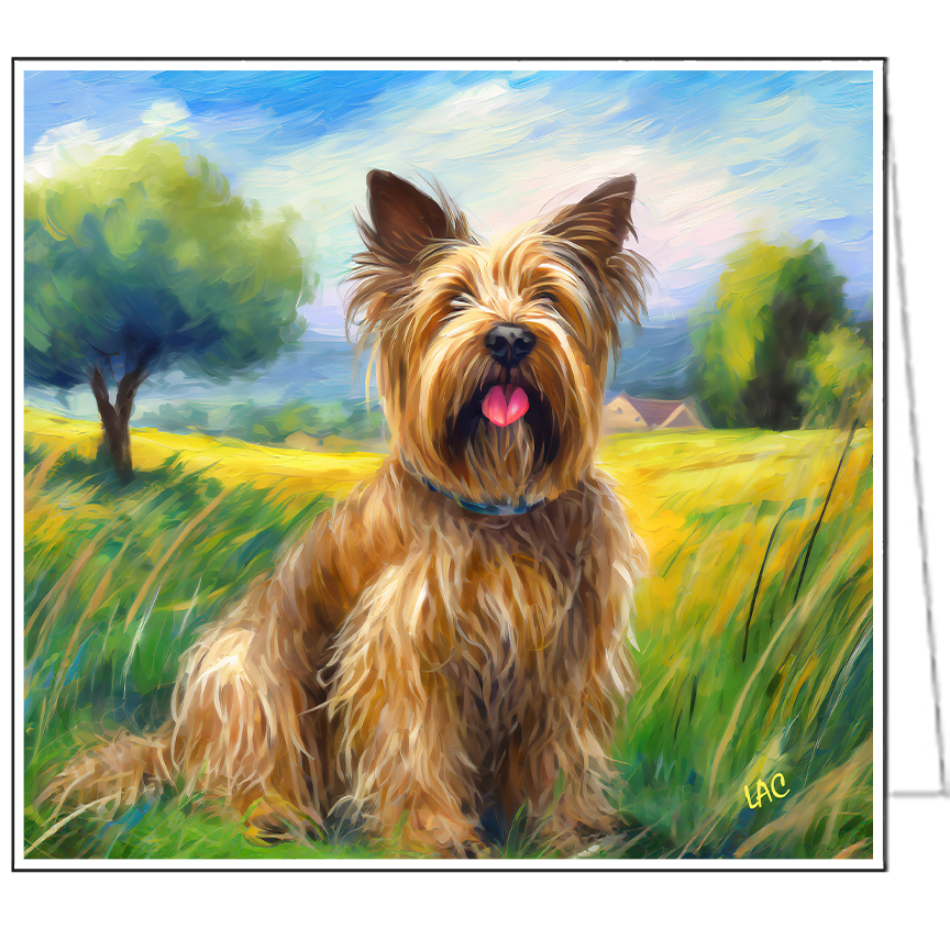 French Countryside Charming Briard Fine Art Notecards - Set of Six - 5¼ x 5¼ Inches