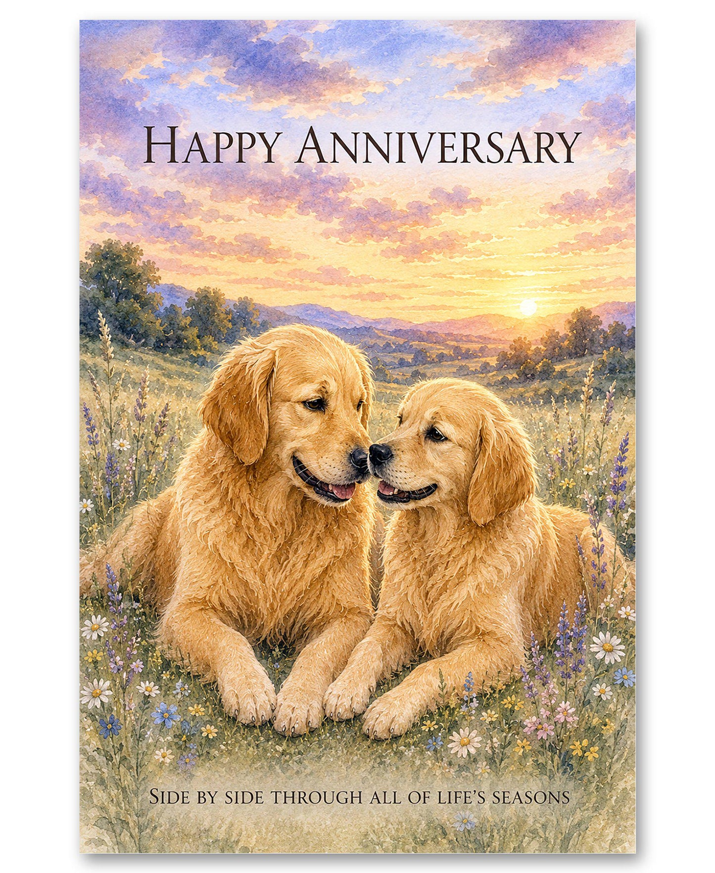 Golden Retrievers - Side by Side - Anniversary Cards