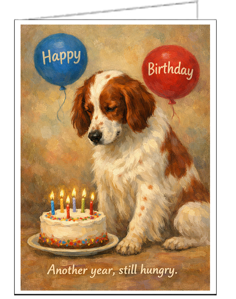 Irish Red & White Setter Individual Birthday Card