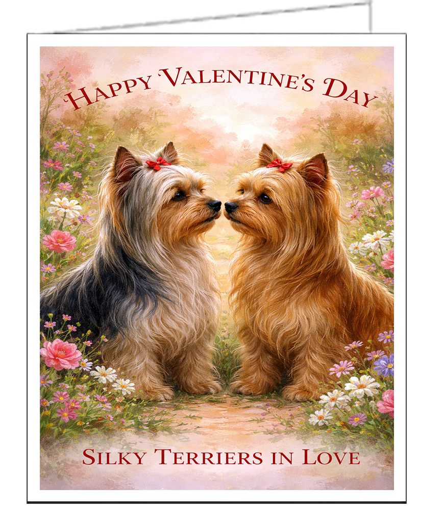 Silky Terrier In Love - Charming Valentine Card