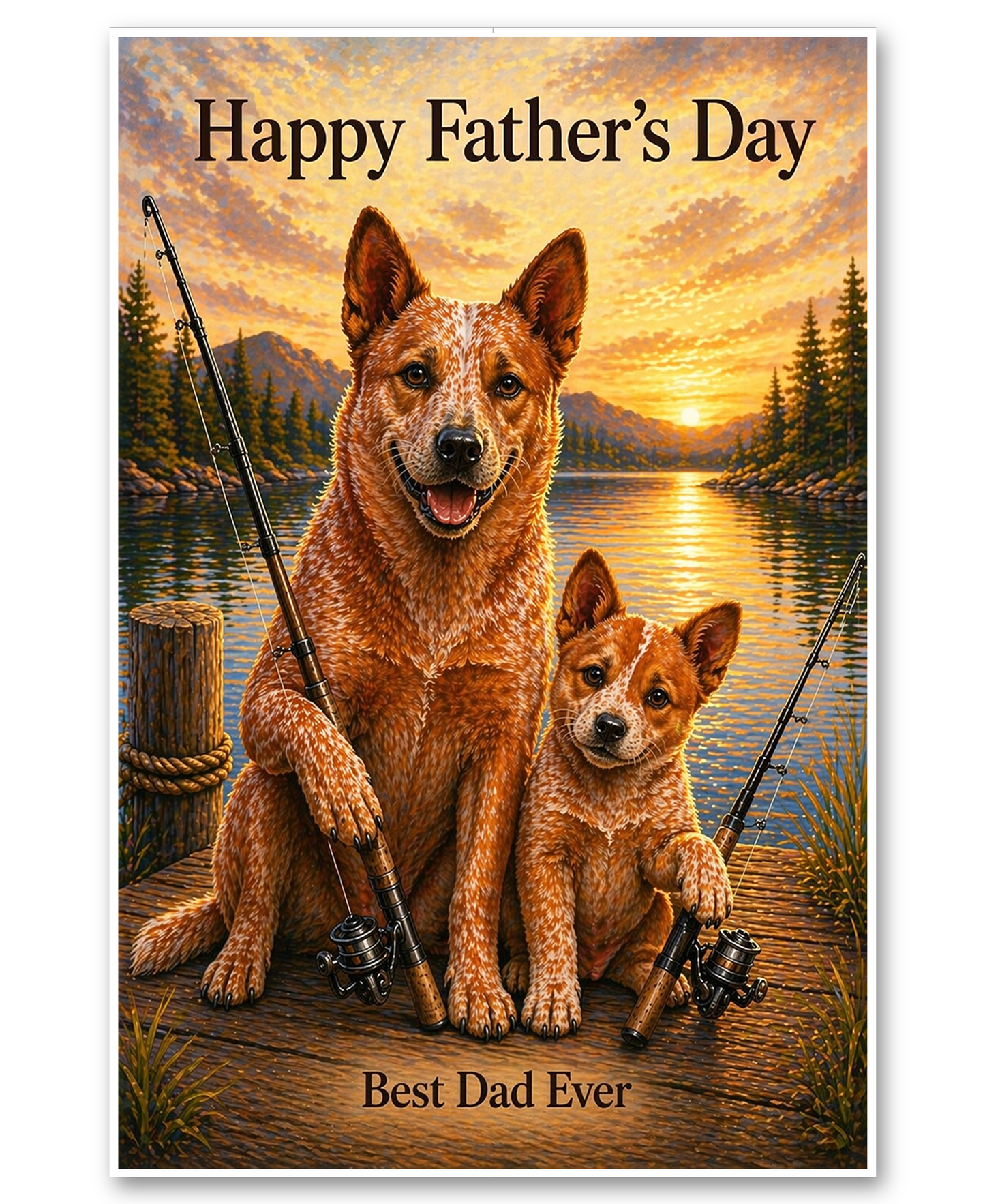Red Heeler Fishing Buddies - Father's Day Card