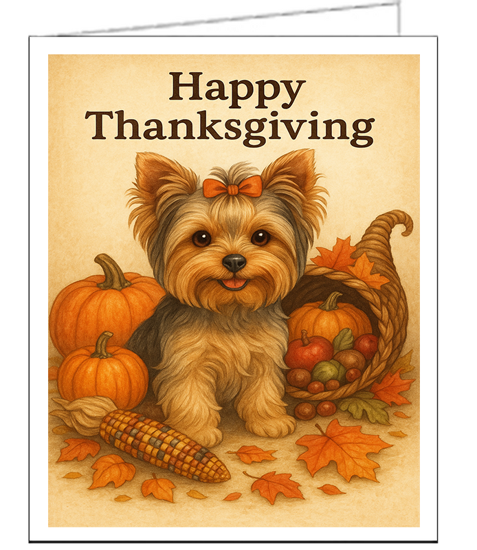 Yorkshire Terrier Thanksgiving Notecards Set of 6