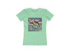 Dolphins 'Flip & Flop' - Women's Slim Fit Ringspun Cotton T-Shirt