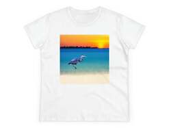 Blue Heron in Sunset Women's Midweight Cotton Tee