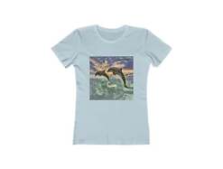 Dolphins 'Flip & Flop' - Women's Slim Fit Ringspun Cotton T-Shirt