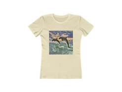 Dolphins 'Flip & Flop' - Women's Slim Fit Ringspun Cotton T-Shirt