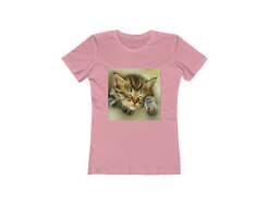 Sleepy Brucie the Cat - Women's Slim Fit Ringspun Cotton T-Shirt