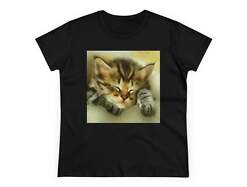 Calico Kitten 'Sleepy Brucie' Women's Midweight Cotton Tee