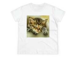 Calico Kitten 'Sleepy Brucie' Women's Midweight Cotton Tee
