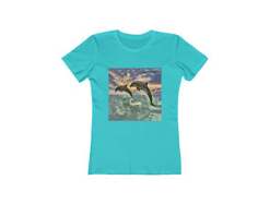 Dolphins 'Flip & Flop' - Women's Slim Fit Ringspun Cotton T-Shirt