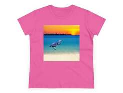 Blue Heron in Sunset Women's Midweight Cotton Tee