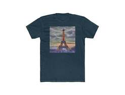 Eiffel Tower Sunset - Men's Fitted Cotton Crew Tee