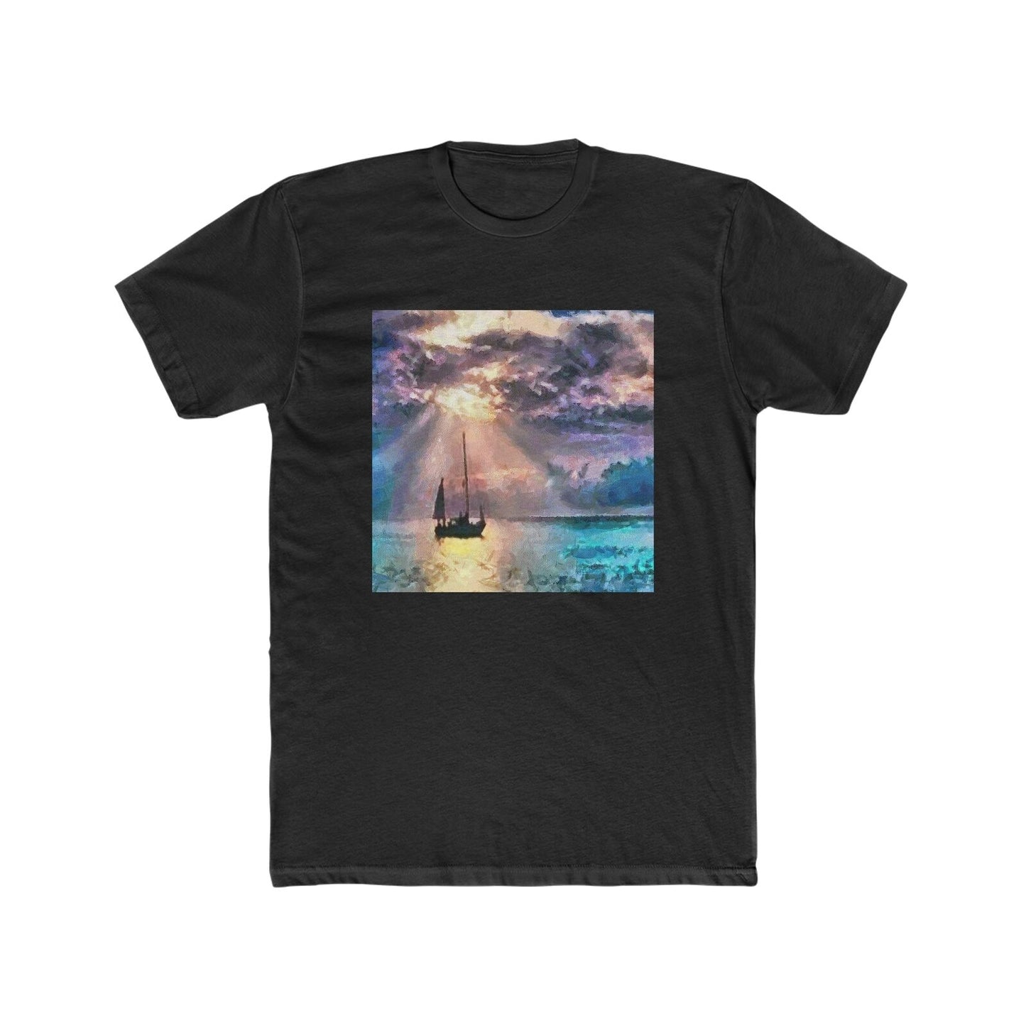 Greek Islands - Aegean Enchantment - Men's Fitted Cotton Crew Tee (Color: Solid Black)