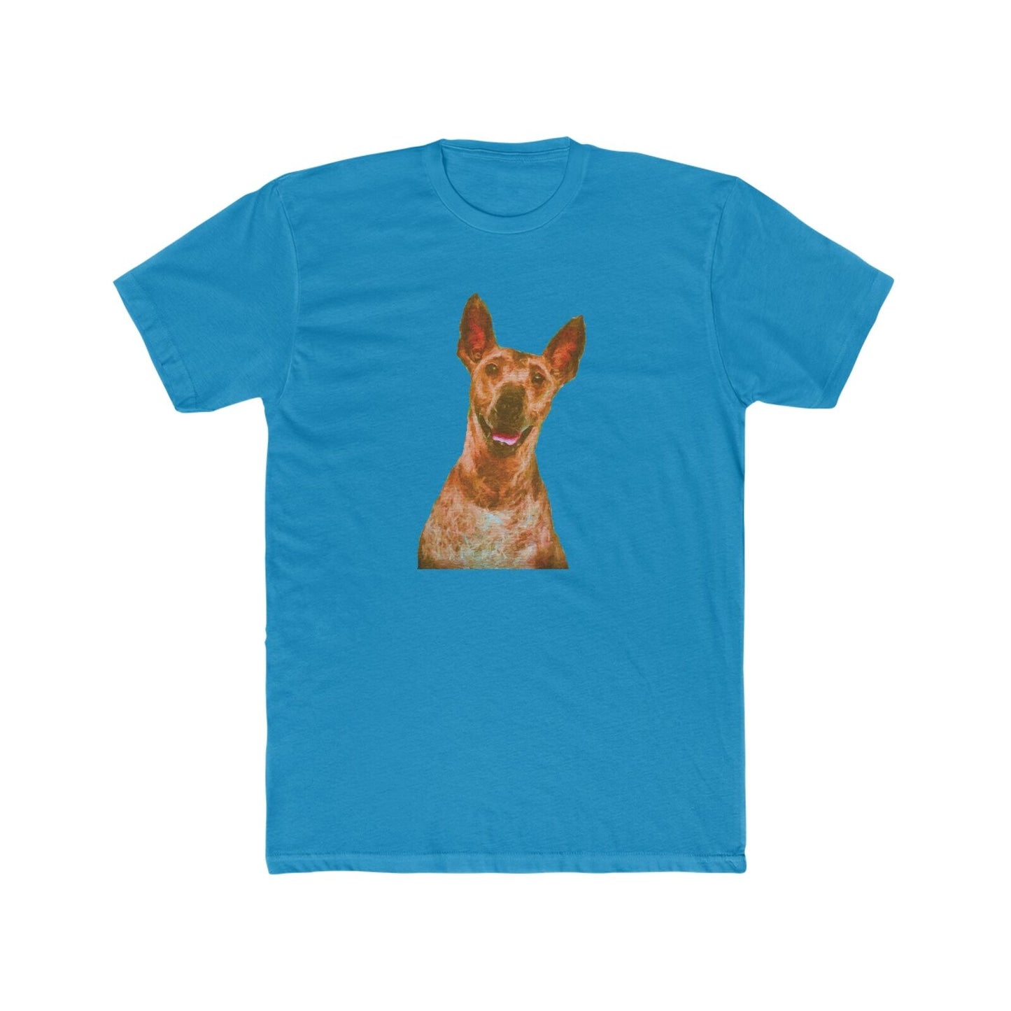 Peruvian Inca Orchid Men's Fitted Cotton Crew Tee (Color: Solid Turquoise)
