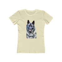 Norwegian Elkhound - Women's Slim Fit Ringspun Cotton T-Shirt (Colors: Solid Natural)