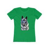 Norwegian Elkhound - Women's Slim Fit Ringspun Cotton T-Shirt (Colors: Solid Kelly Green)