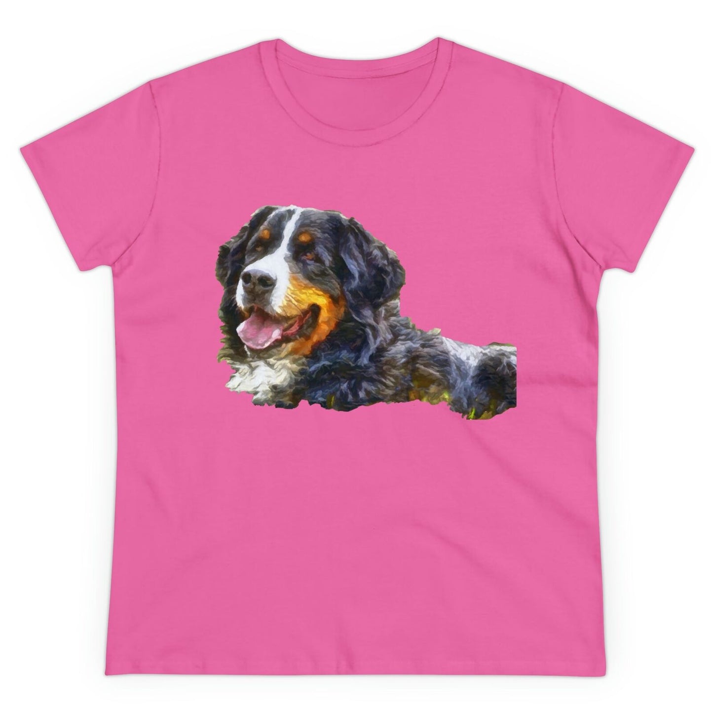 Bernese Mountain Dog Women's Midweight Cotton Tee (Color: Azalea)