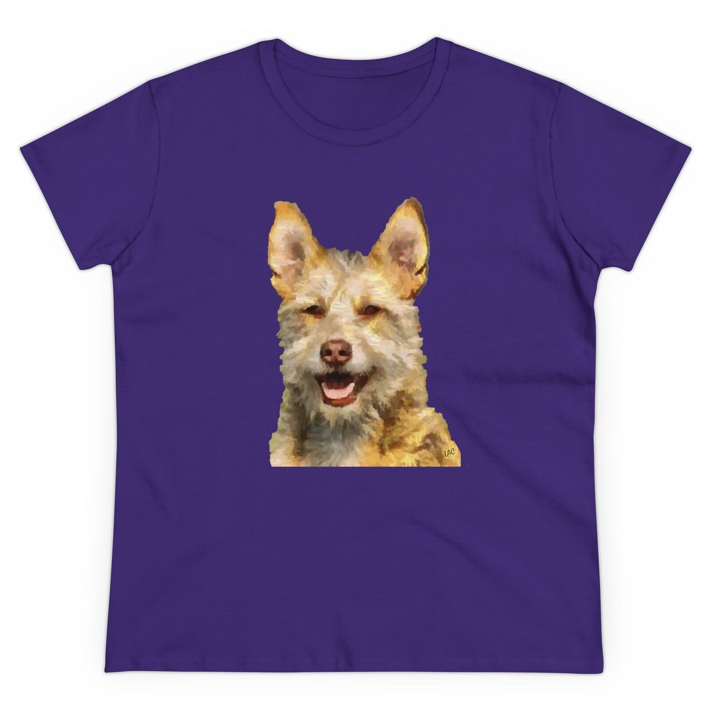 Portuguese Podengo Women's Midweight Cotton Tee (Color: Purple)