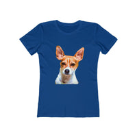 Rat Terrier Women's Slim Fit Ringspun Cotton T-Shirt (Colors: Solid Royal)