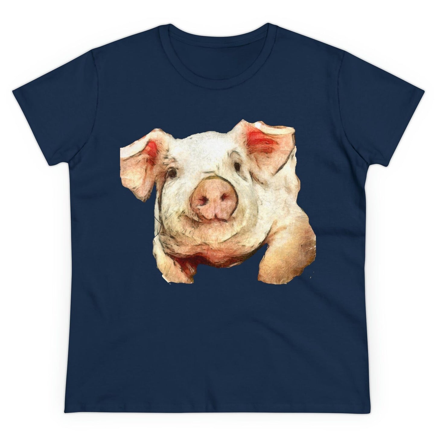 Pig 'Petunia' Women's Midweight Cotton Tee (Color: Navy)