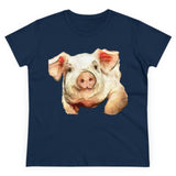 Pig 'Petunia' Women's Midweight Cotton Tee (Color: Navy)