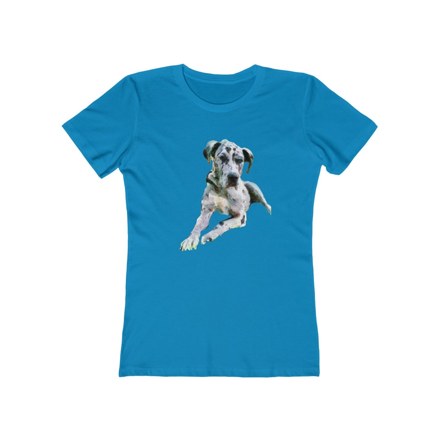 Harlequin Great Dane 'Leonid' Women's Slim Fit Ringspun Cotton T-Shir (Colors: Solid Turquoise)