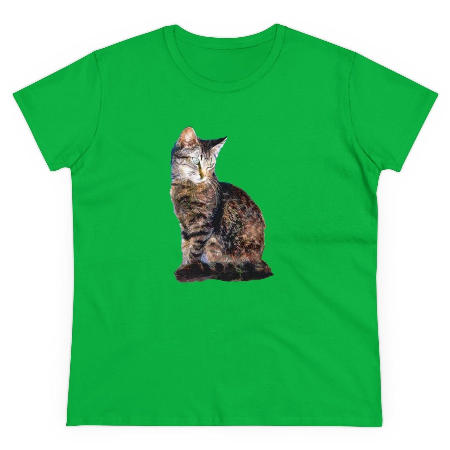 Cats of Greece 'Teris from Tinos' Women's Midweight Cotton Tee (Color: Irish Green)