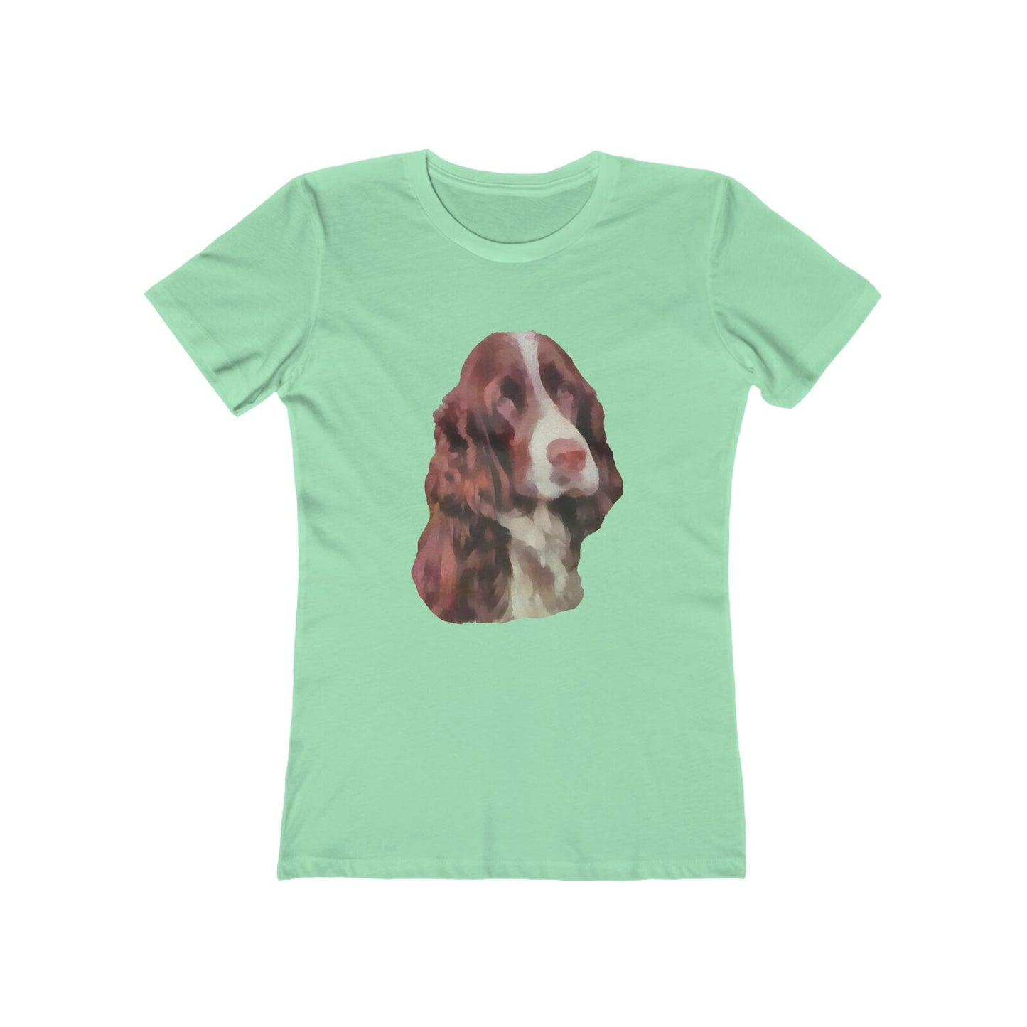 English Springer Spaniel - Women's Slim Fit Ringspun Cotton T-Shirt (Colors: Solid Mint)