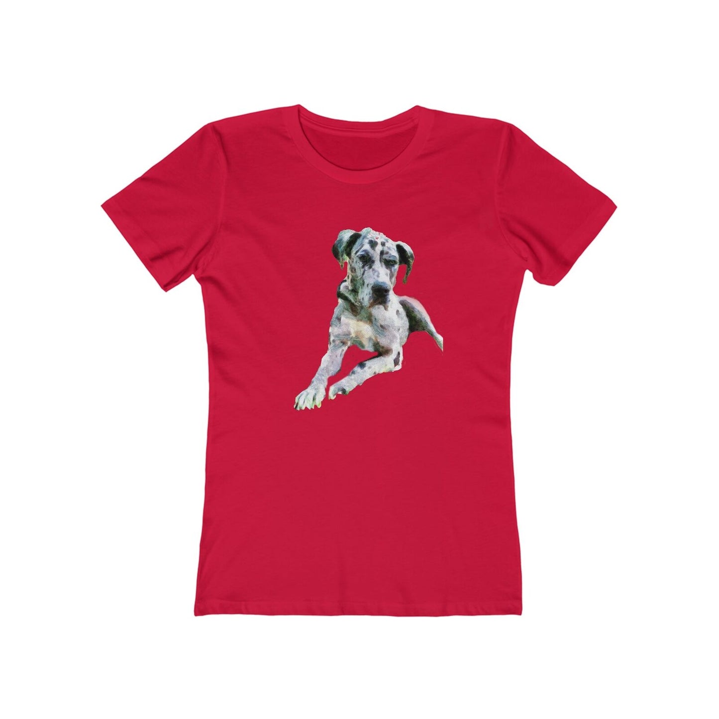 Harlequin Great Dane 'Leonid' Women's Slim Fit Ringspun Cotton T-Shir (Colors: Solid Red)