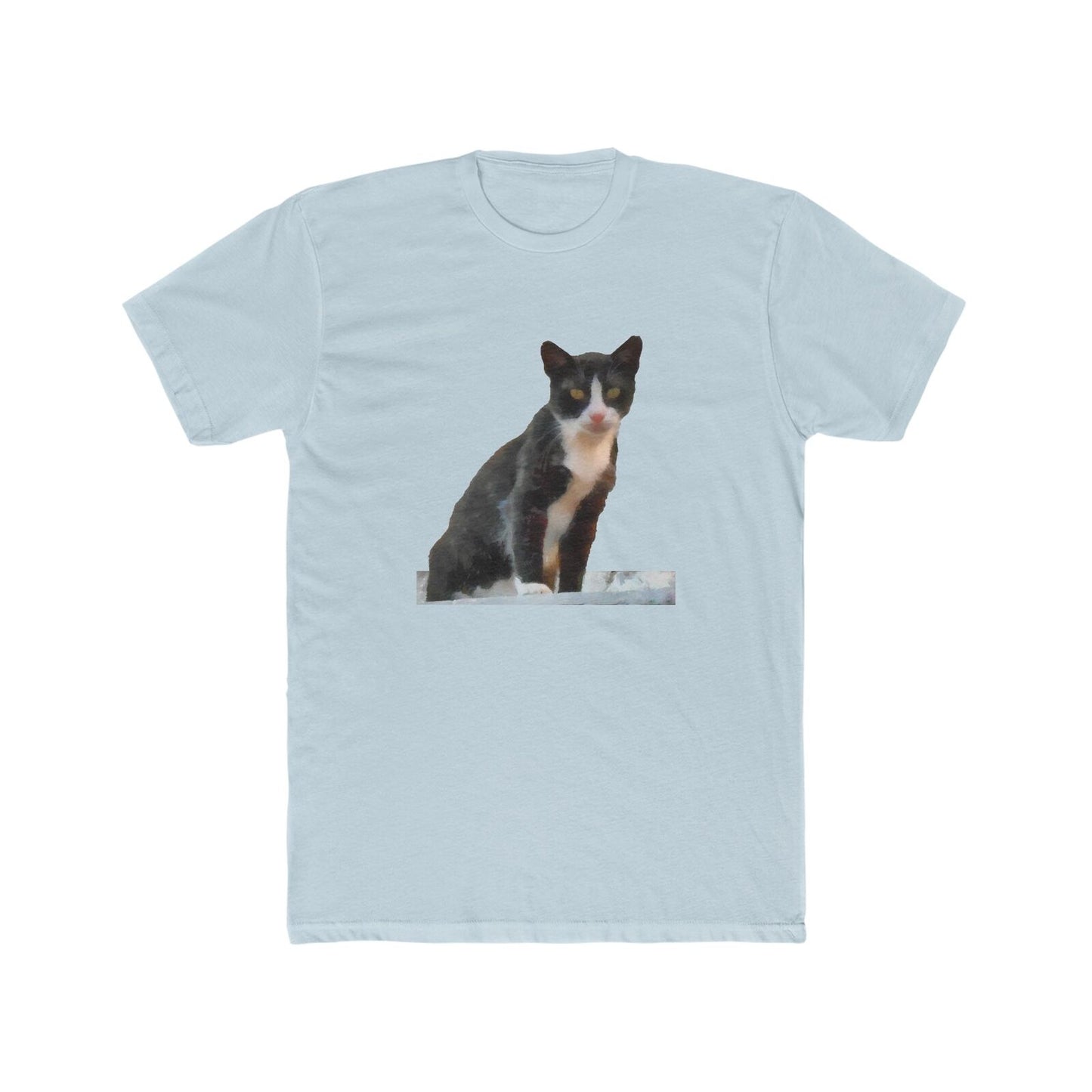 Cat from Hydra - Men's FItted Cotton Crew Tee (Color: Solid Light Blue)