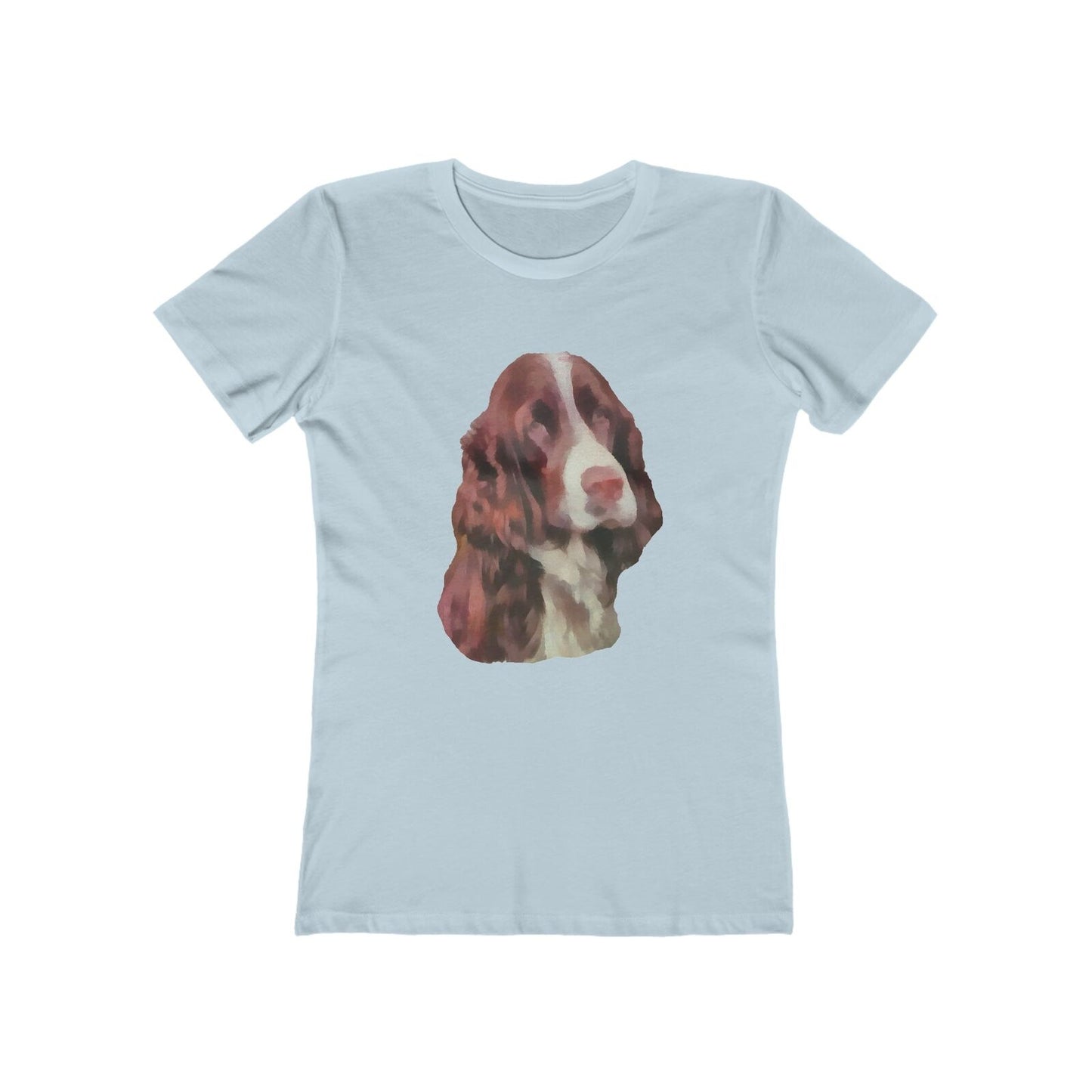 English Springer Spaniel - Women's Slim Fit Ringspun Cotton T-Shirt (Colors: Solid Light Blue)