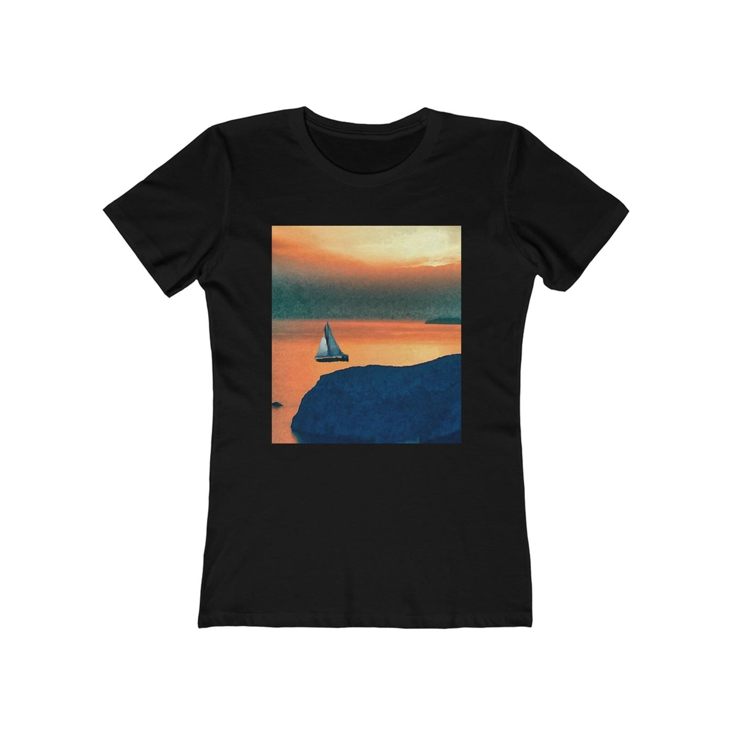 Kastro Sunset (Sifnos, Greece) - Women's Slim Fit Ringspun Cotton T-Sh (Colors: Solid Black)