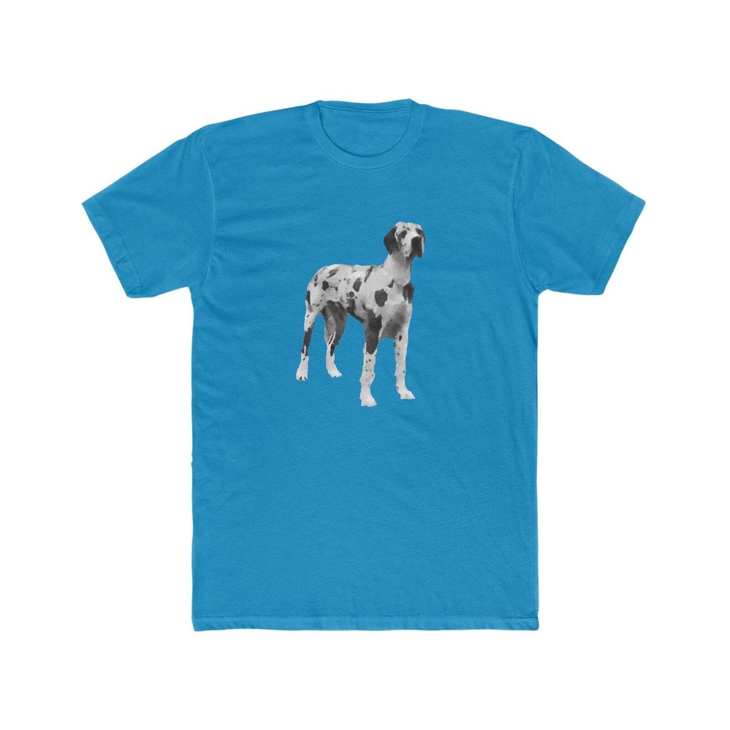 Great Dane 'Zeus' Men's Fitted Cotton Crew Tee (Color: Solid Turquoise)