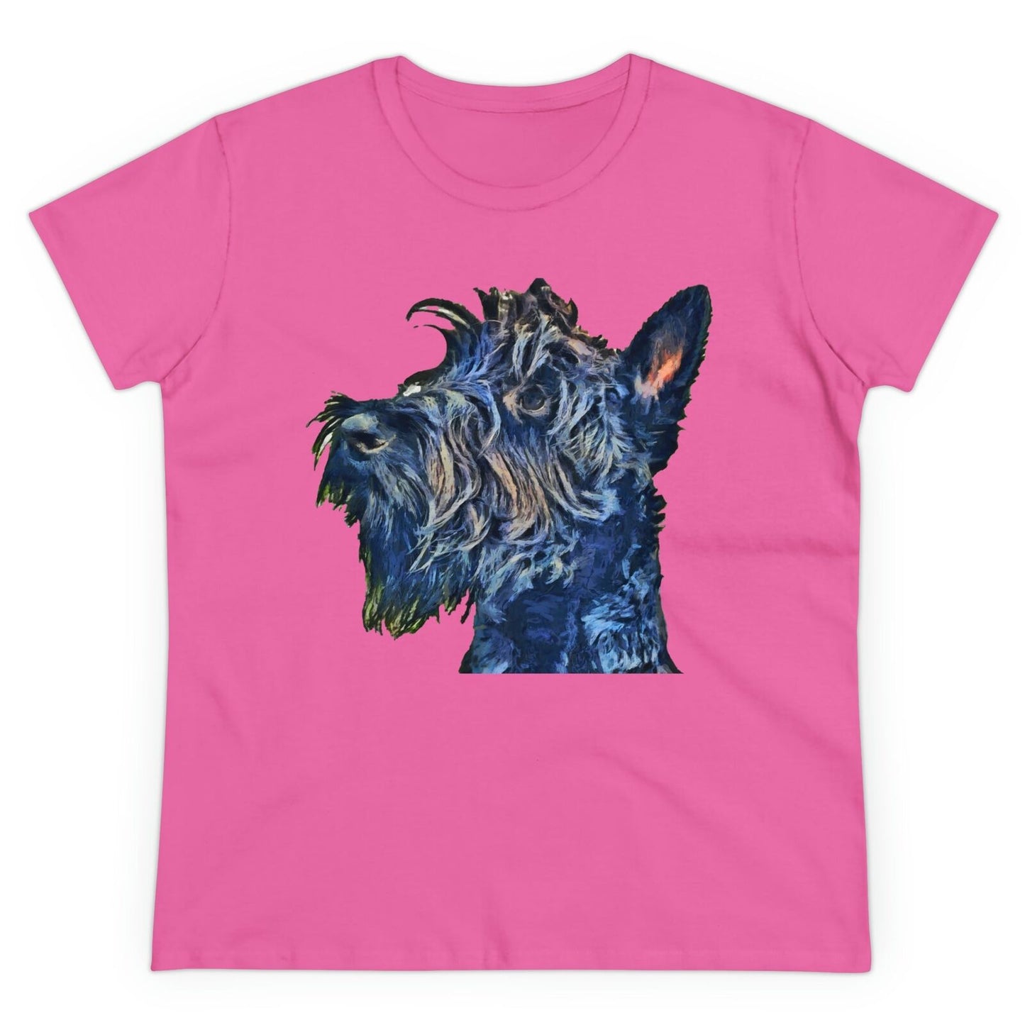 Scottish Terrier 'Scotty' Women's Midweight Cotton Tee (Color: Azalea)