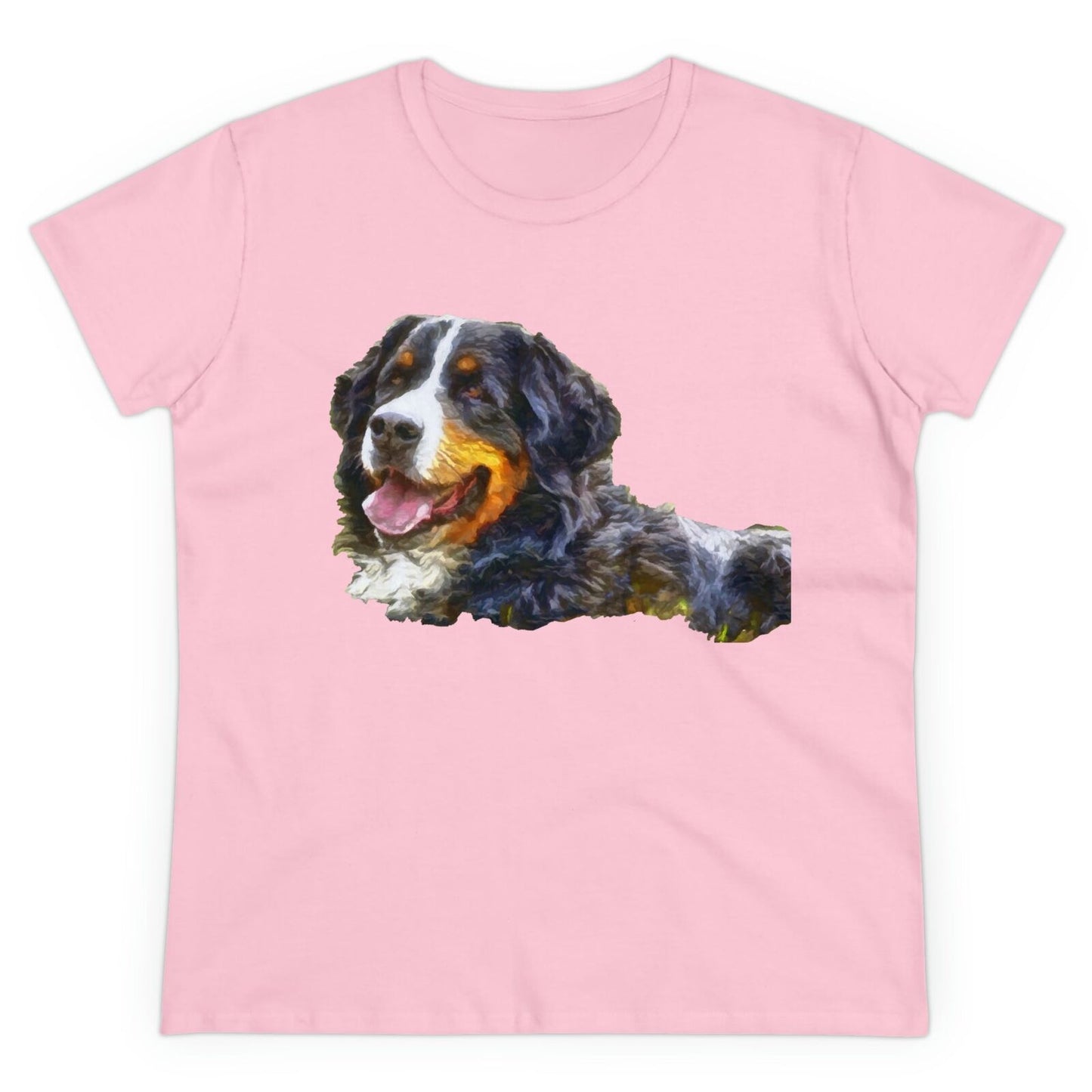 Bernese Mountain Dog Women's Midweight Cotton Tee (Color: Light Pink)