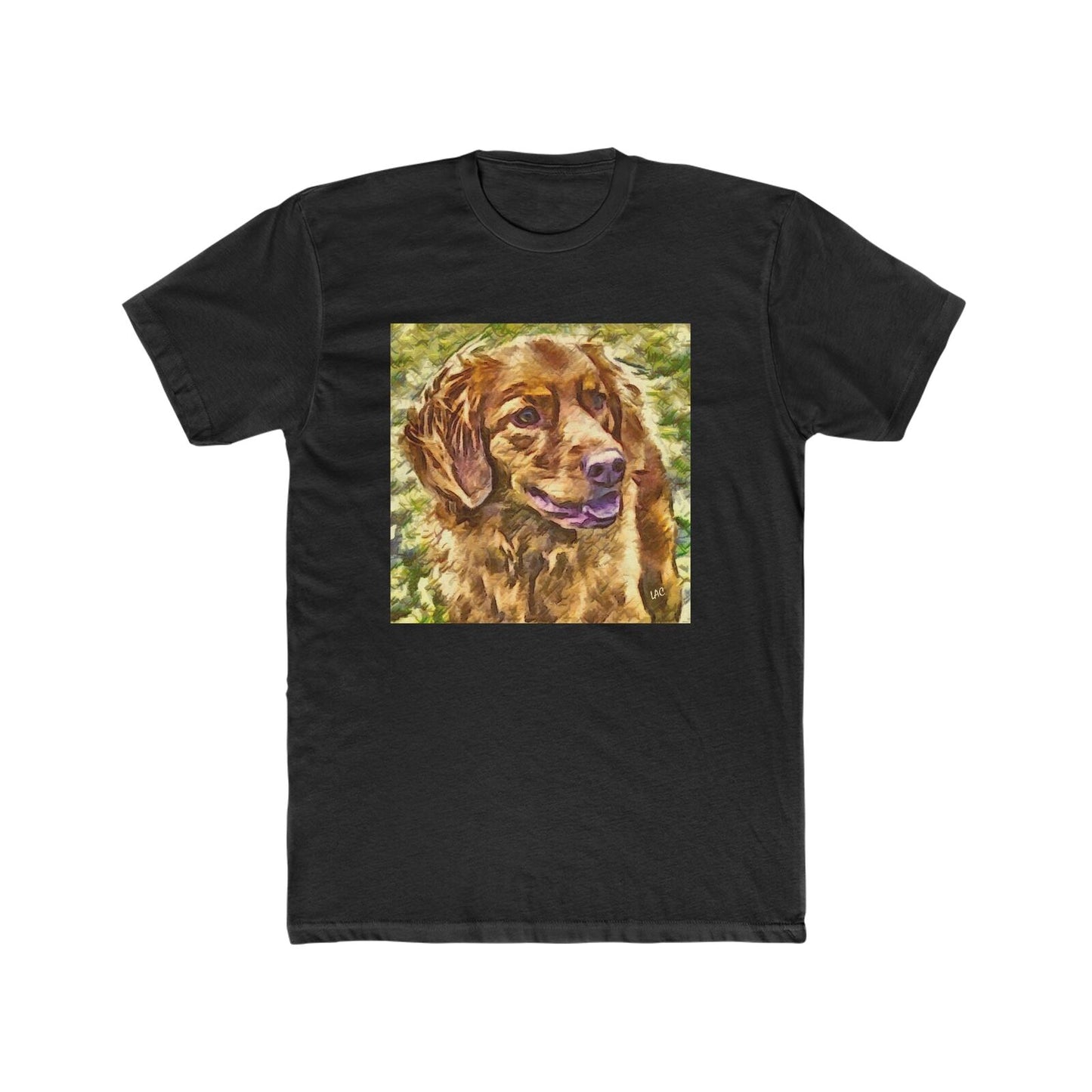 Nova Scotia Duck Tolling Retriever - Men's Fitted Cotton Crew Tee (Color: Solid Black)