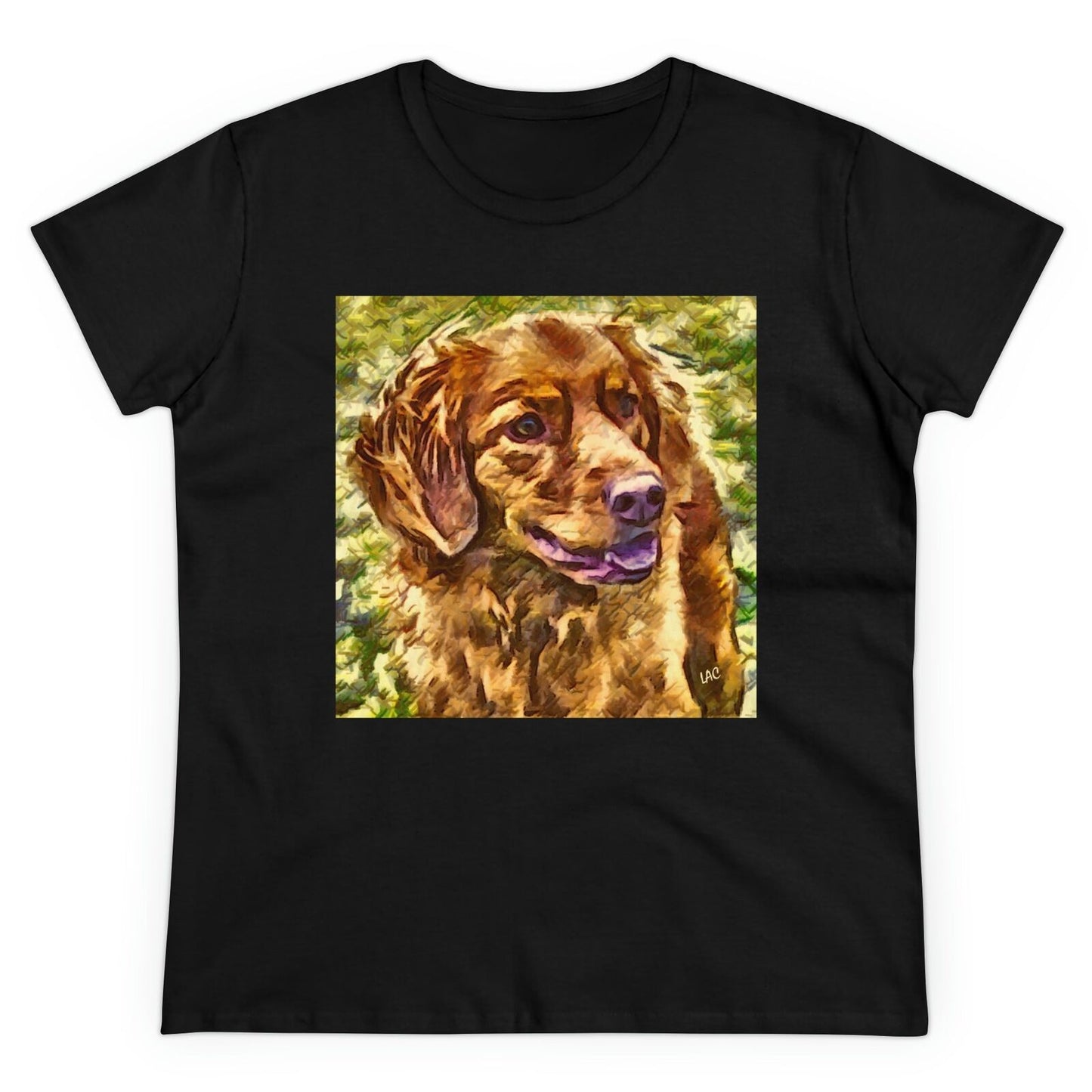 Nova Scotia Duck Tolling Retriever Women's Midweight Cotton Tee (Color: Black)