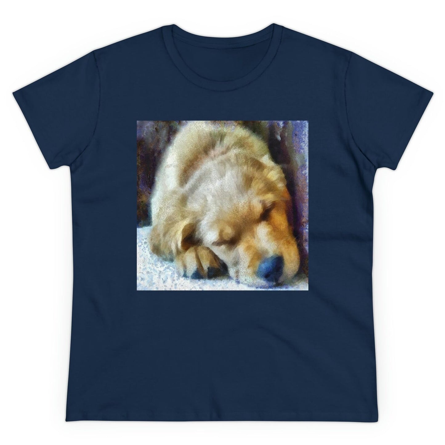 Golden Retriever 'Zucko' Women's Midweight Cotton Tee (Color: Navy)
