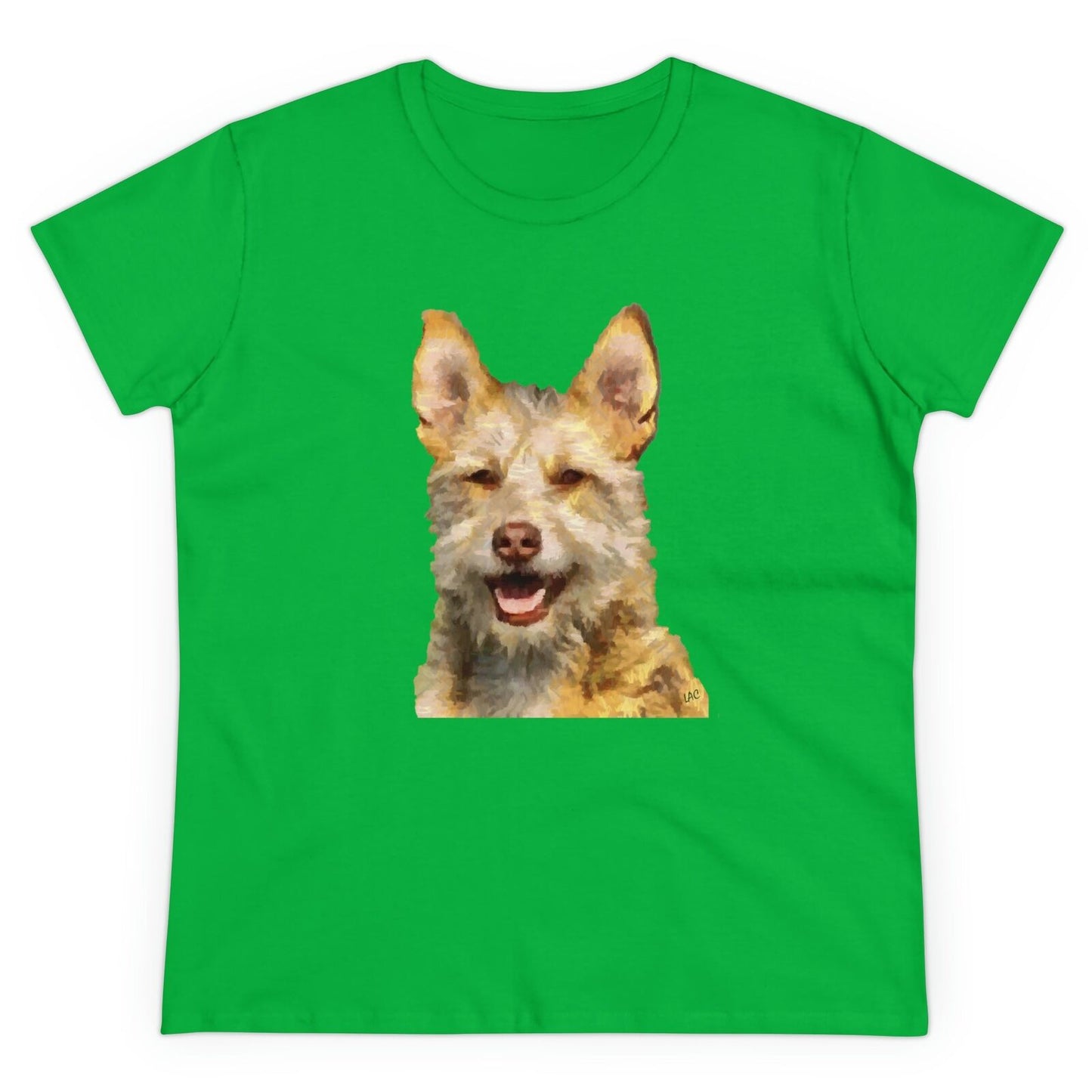Portuguese Podengo Women's Midweight Cotton Tee (Color: Irish Green)