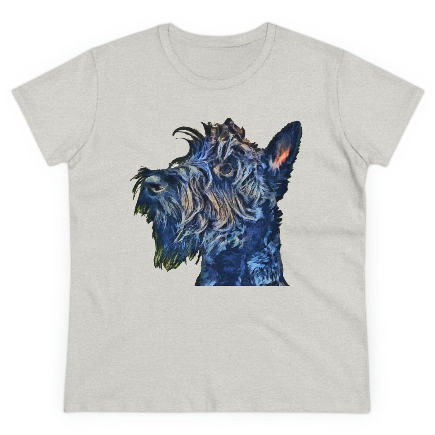Scottish Terrier 'Scotty' Women's Midweight Cotton Tee (Color: Ash)