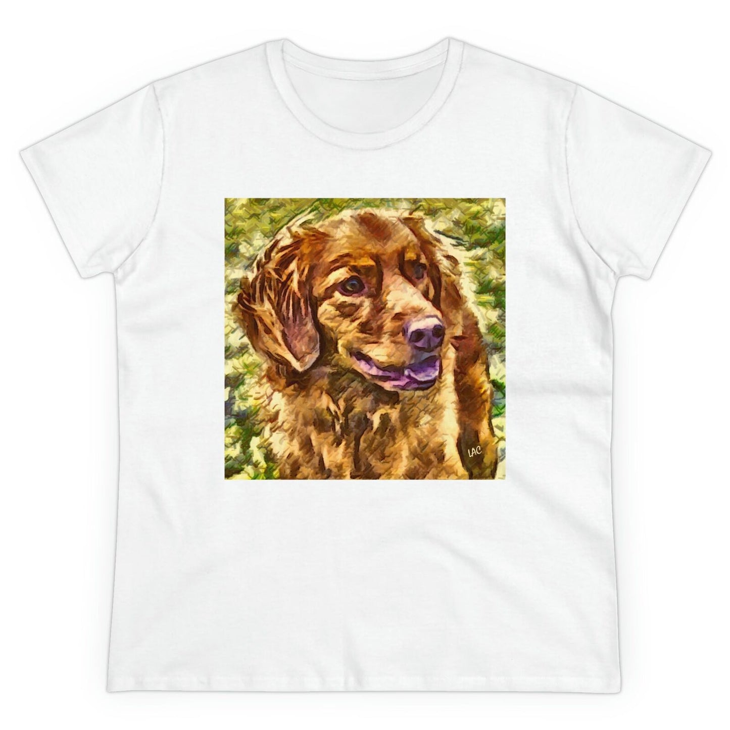 Nova Scotia Duck Tolling Retriever Women's Midweight Cotton Tee (Color: White)