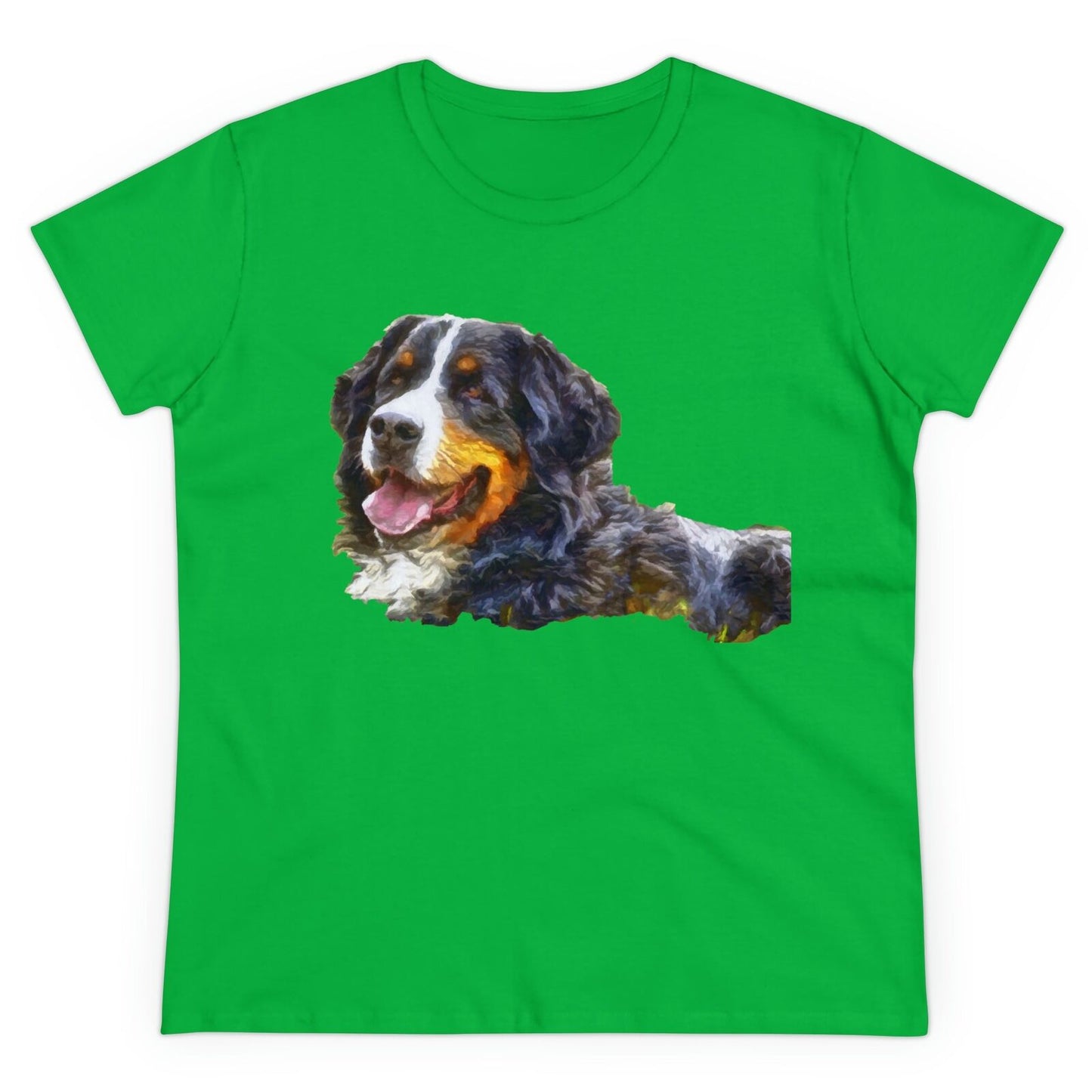 Bernese Mountain Dog Women's Midweight Cotton Tee (Color: Irish Green)