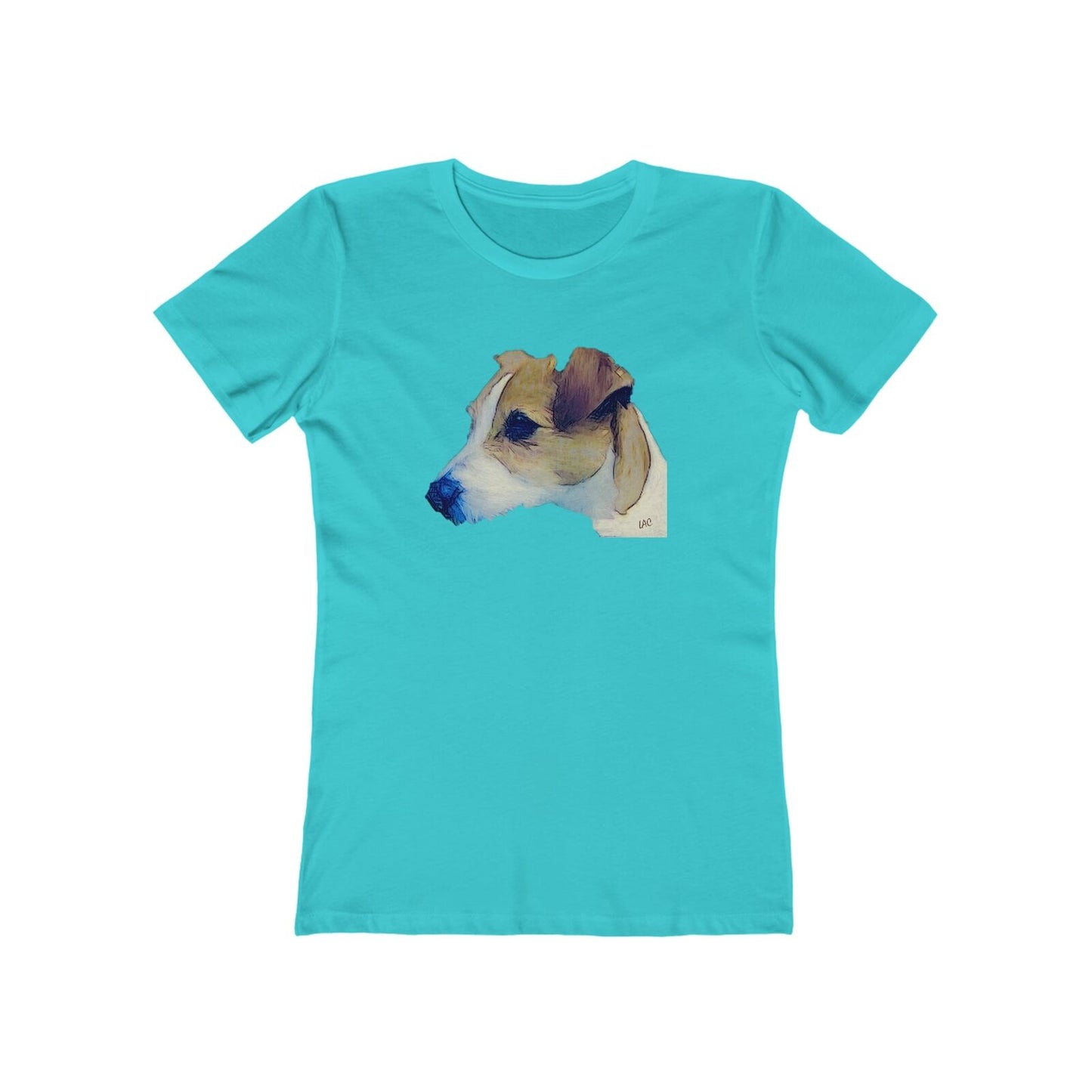 Parson Jack Russell Terrier - Women's Slim Fit Ringspun Cotton T-Shirt (Colors: Solid Tahiti Blue)