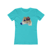 Parson Jack Russell Terrier - Women's Slim Fit Ringspun Cotton T-Shirt (Colors: Solid Tahiti Blue)