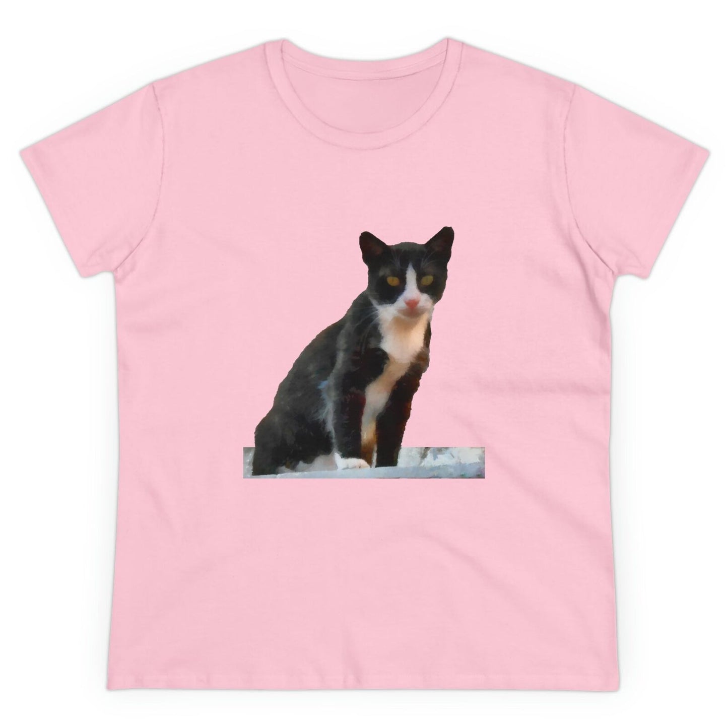 Cat 'Hydra Kitten' Women's Midweight Cotton Tee (Color: Light Pink)