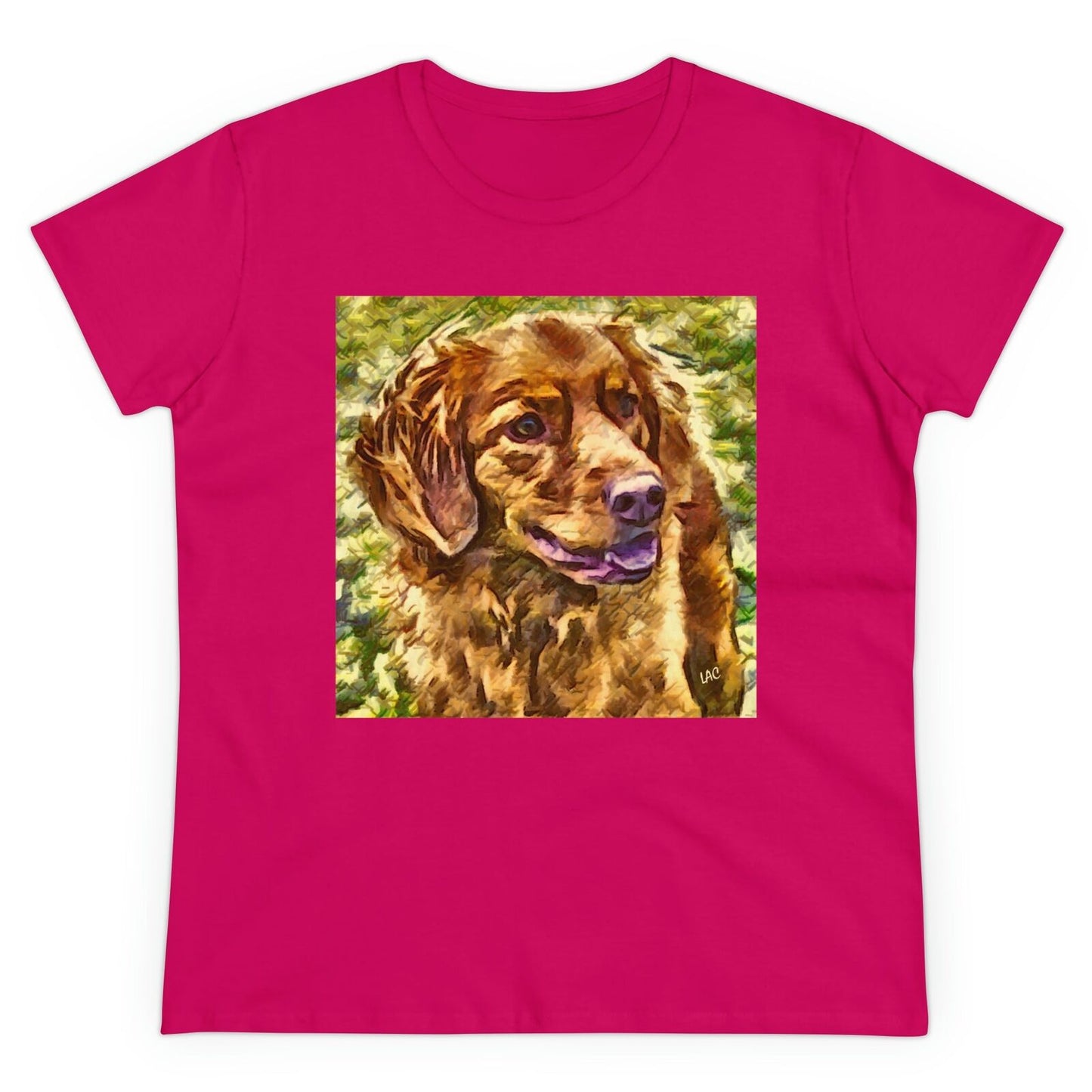 Nova Scotia Duck Tolling Retriever Women's Midweight Cotton Tee (Color: Heliconia)