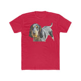 Bluetick Coonhound  Men's Fitted Cotton Crew Tee (Color: Solid Red)